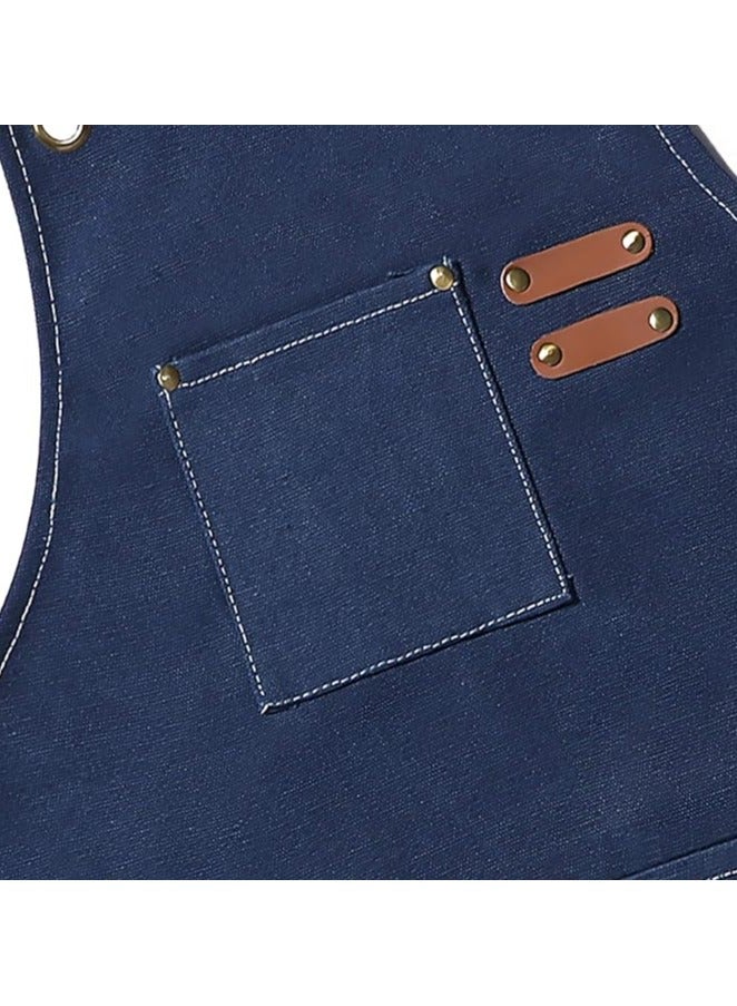 جوي لينك Chef Apron Waterproof  for Women and Men,Cotton Canvas Apron with Adjustable Straps and Large Pockets, for Kitchen Cooking Baking Hairstylist Woodworking Welding Carpenter Work Bib Painting Gardenin - Image 4