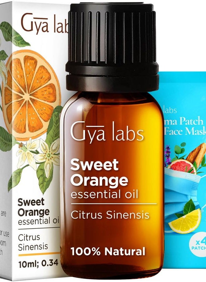 gya labs Orange Essential Oil for Diffuser & Skin - 0.34 Fl Oz - 100% Pure Natural Sweet Orange Oil for Massage, Face, Cleaning & Candle Making Scent - Image 1