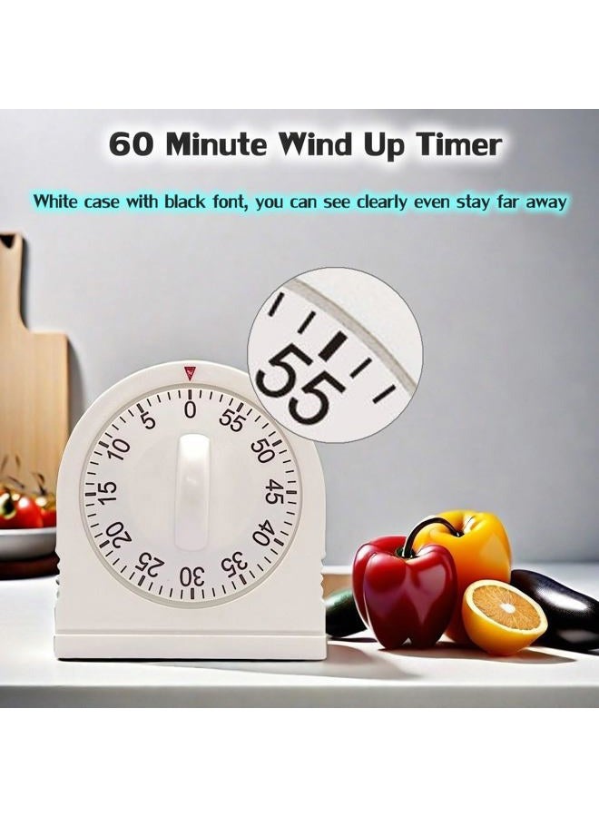 NUOSWEK 60 Minute Wind Up Timer, Visual Mechanical Timer with Loud Alarm, Manual Countdown Timers for Classroom, Home, Study and Cooking (2 Pack) - Image 2