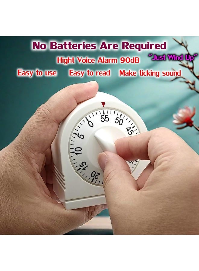 NUOSWEK 60 Minute Wind Up Timer, Visual Mechanical Timer with Loud Alarm, Manual Countdown Timers for Classroom, Home, Study and Cooking (2 Pack) - Image 4