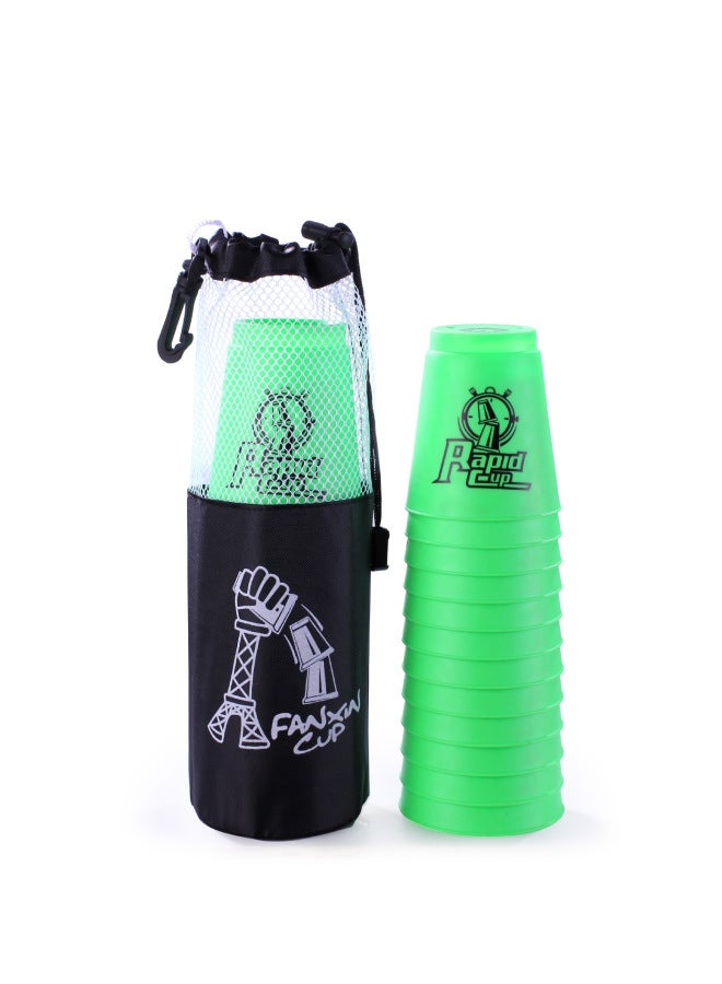 Generation Rapid Stacking Cup Competition Speed Stacking 688a Color Box Net Bag Educational Toys E-commerce-Color:Generation Cup Green + Mesh Bag  - Image 1