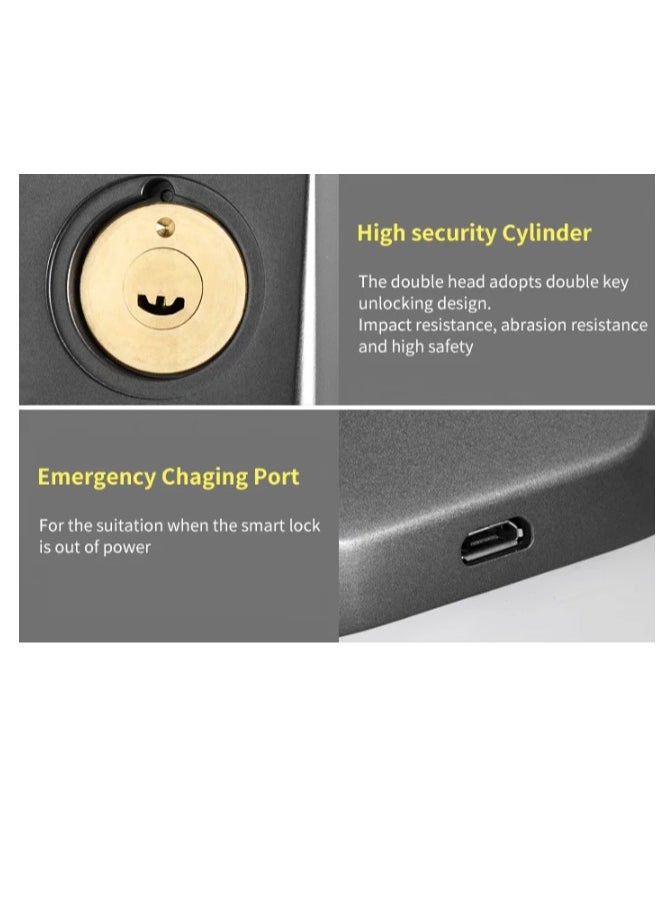 KHAJUL - Fingerprint Door Lock, Waterproof Digital Passcode Lock, Tuya App-Controlled Keyless Access, IC Card & Electronic Lock for Home, Outdoor Gate, Front Door (Black) - Image 1
