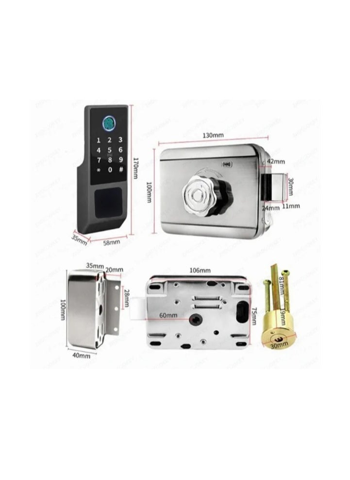 KHAJUL - Fingerprint Door Lock, Waterproof Digital Passcode Lock, Tuya App-Controlled Keyless Access, IC Card & Electronic Lock for Home, Outdoor Gate, Front Door (Black) - Image 1