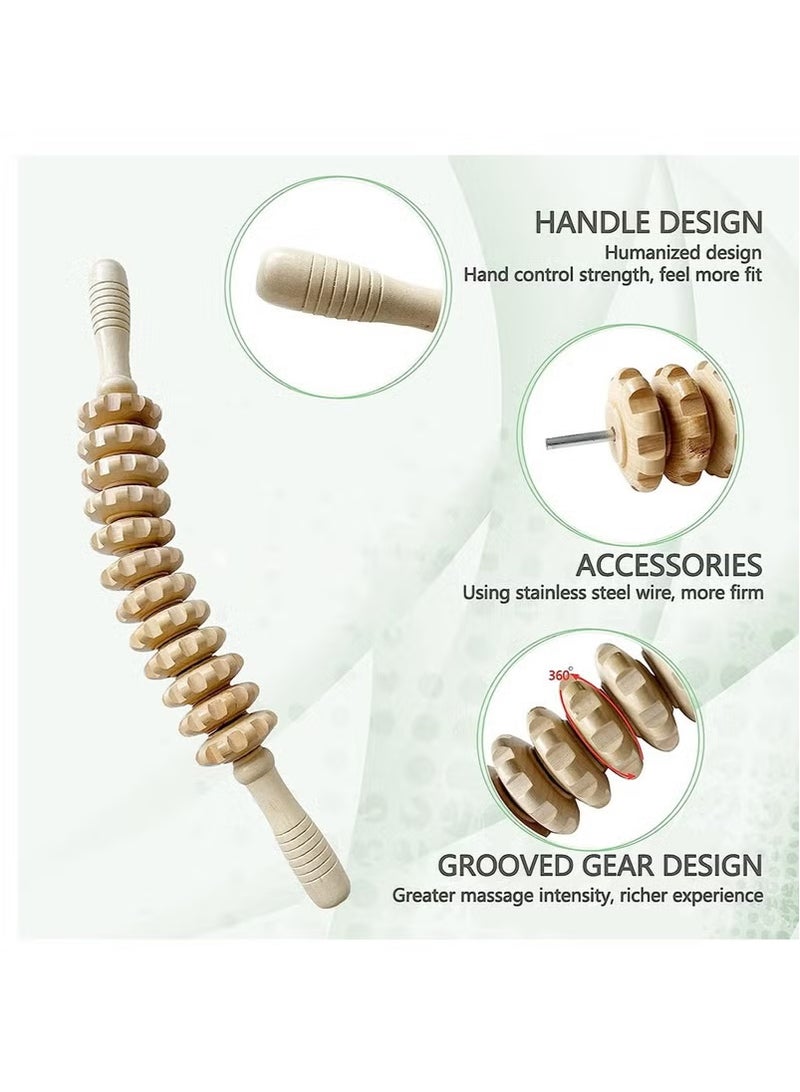 Aijmil مساج خشب|أسطوانة تدليك خشبية منحنية، أسطوانة للجسم متعددة الوظائف للخصر والفخذ، أسطوانة تدليك خشبية محمولة لتقليل السيلوليت وتوتر العضلات - Image 3