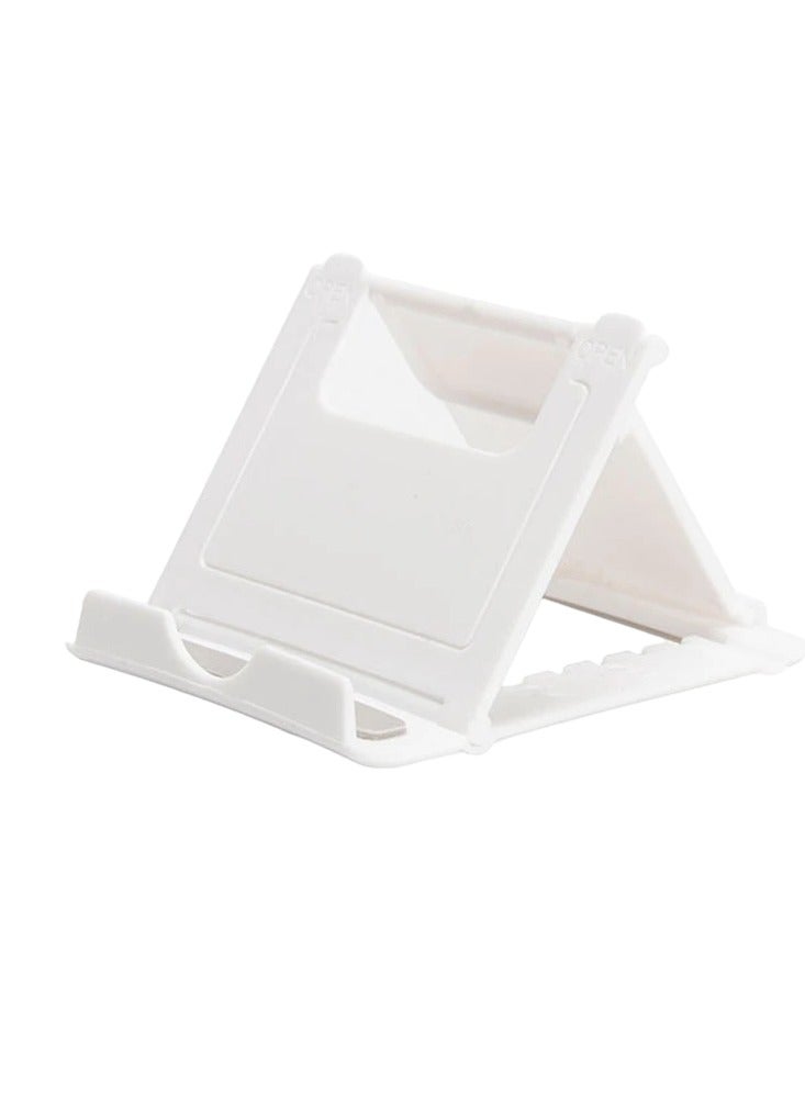 AROAQ Cell Phone Stand, Portable And Foldable Desk Phone Holder, Adjustable Angle Smartphone Support Tablet Stand, Compact And Durable Universal Desk Stand For All Mobile Smart Phone, (White) - Image 1