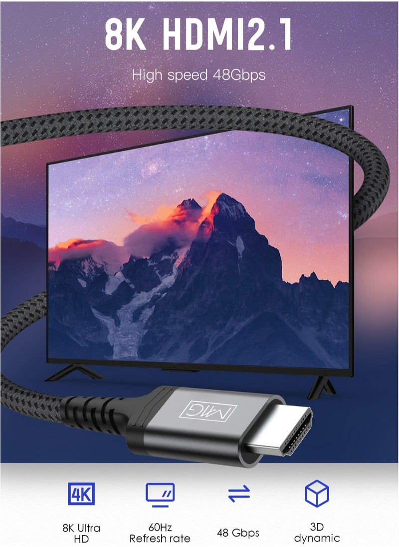 MMG HDMI Cable HDMI 8K HDMI 2.1 Ultra HD High-Speed 48Gbps 8K@60Hz HDMI Braided Cord eARC Dynamic HDR Dolby Vision Compatible with MacBook Pro PS5 Switch TV Xbox Roku UHD TV Blu-ray Projector  - Image 4