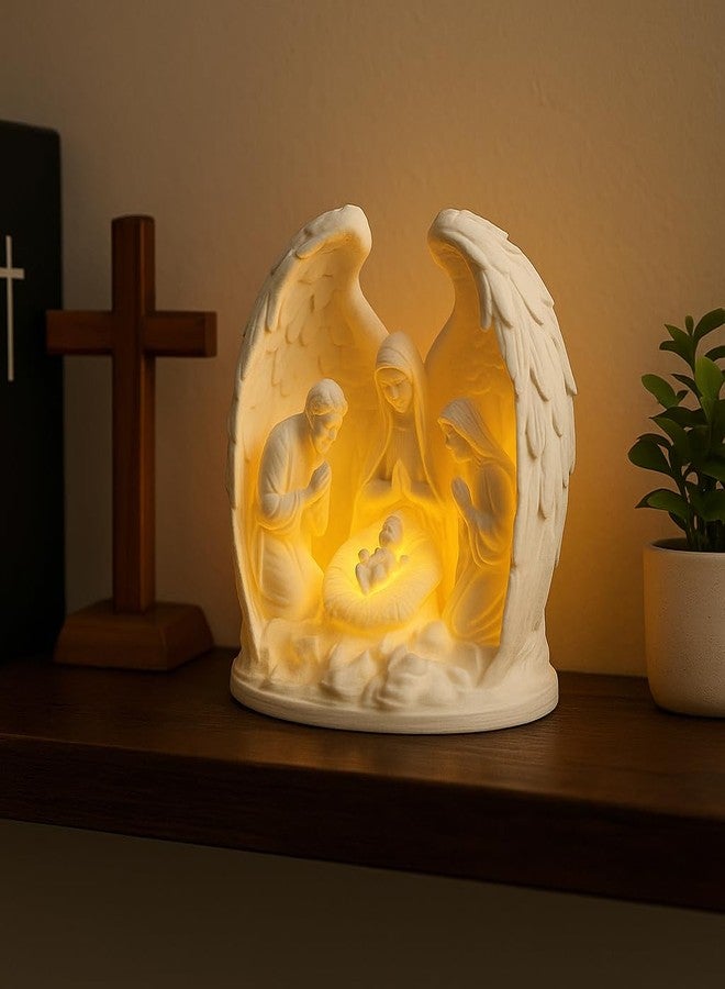 CUBIX3D Nativity Angel Lamp with Tealight | 3D Printed Holy Family Night Light | Christmas Crib LED Decor for Home, Gifts & Festive Display (White, 110 mm) - Image 3
