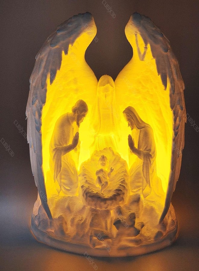 CUBIX3D Nativity Angel Lamp with Tealight | 3D Printed Holy Family Night Light | Christmas Crib LED Decor for Home, Gifts & Festive Display (White, 110 mm) - Image 4