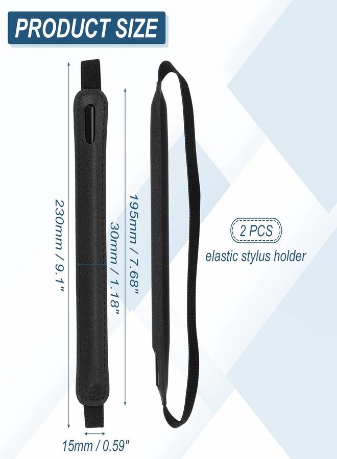 PATIKIL 2Pcs Stylus Holder for Tablet, Universal Pen Sleeve Retractable Stylus Pen Holder Elastic Pencil Pocket Case Protective Pouch for Tablet Case Notebook, Black - Image 2