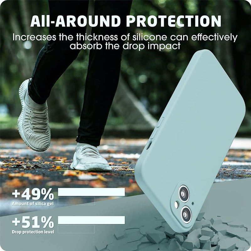 Mobistyle Designed for iPhone 14 Cover Soft Liquid Silicone Slim Protective Shockproof with Anti-Scratch Microfiber Lining Phone Back Cover Case (Aqua) - Image 2