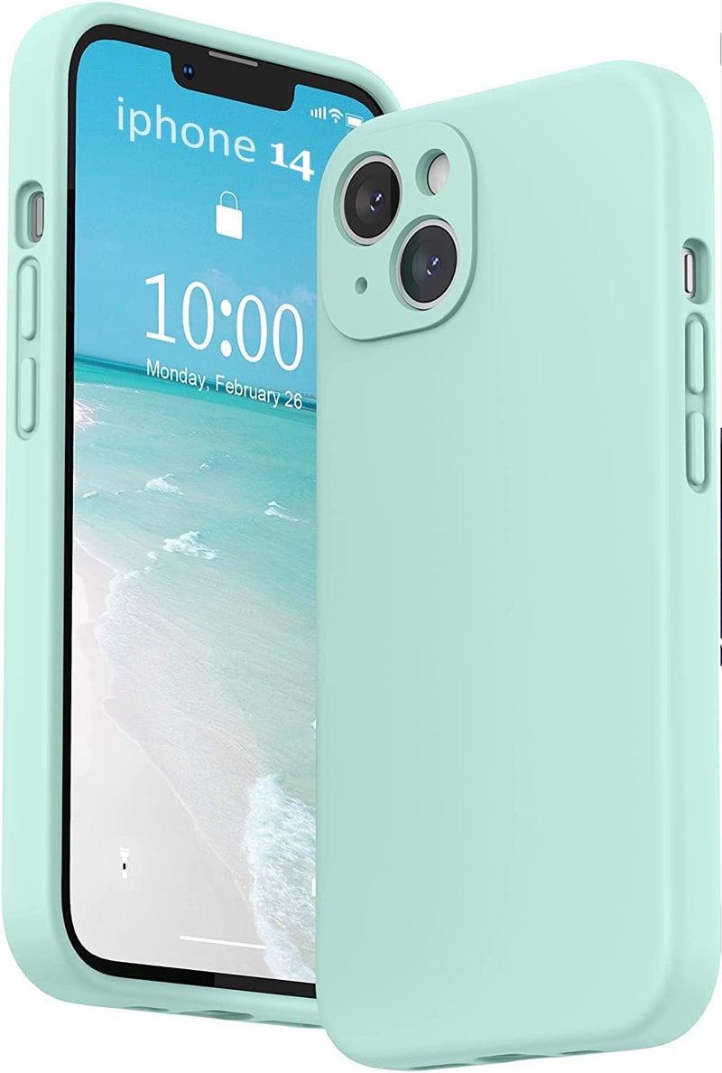 Mobistyle Designed for iPhone 14 Cover Soft Liquid Silicone Slim Protective Shockproof with Anti-Scratch Microfiber Lining Phone Back Cover Case (Aqua) - Image 1