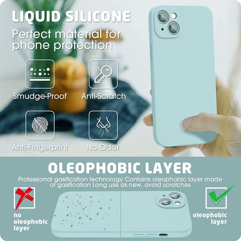 Mobistyle Designed for iPhone 14 Cover Soft Liquid Silicone Slim Protective Shockproof with Anti-Scratch Microfiber Lining Phone Back Cover Case (Aqua) - Image 3