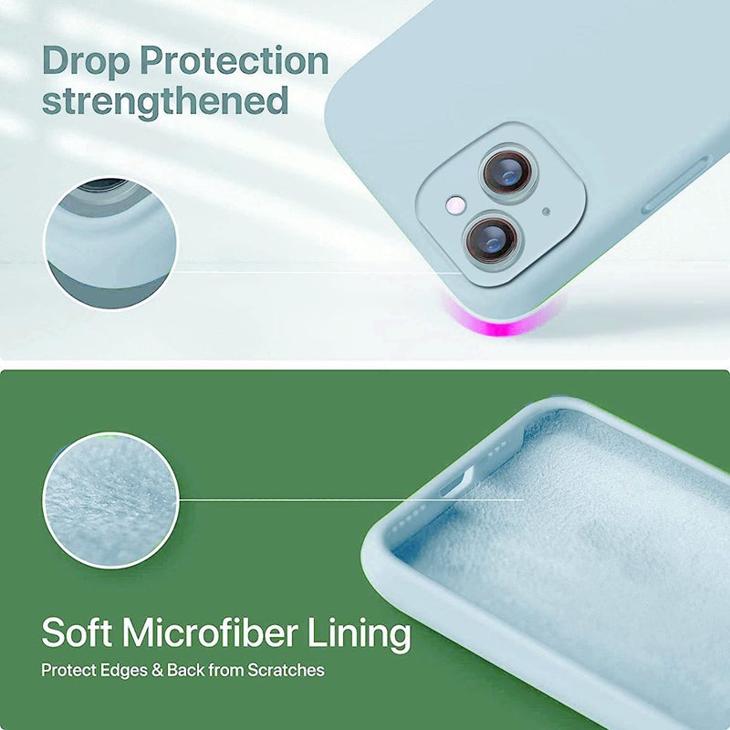 Mobistyle Designed for iPhone 14 Cover Soft Liquid Silicone Slim Protective Shockproof with Anti-Scratch Microfiber Lining Phone Back Cover Case (Aqua) - Image 4