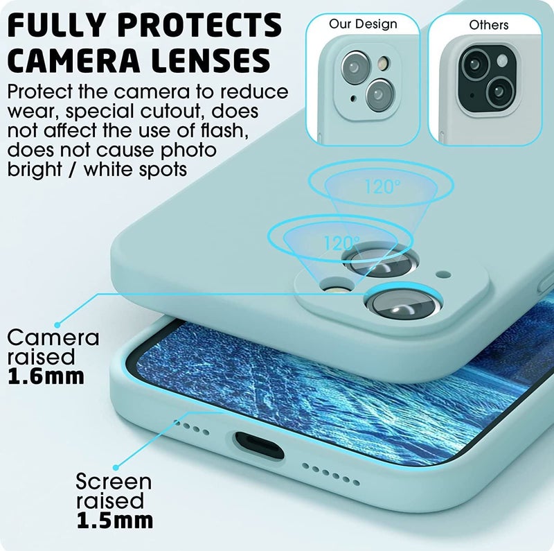 Mobistyle Designed for iPhone 14 Cover Soft Liquid Silicone Slim Protective Shockproof with Anti-Scratch Microfiber Lining Phone Back Cover Case (Aqua) - Image 5