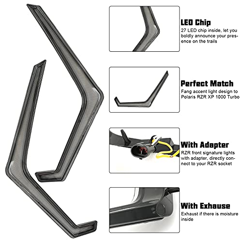 SUNPIE RZR Fang Lights Compatible with Polaris RZR 1000,XP 1000, XP 4 1000,XP Turbo,XP 4 Turbo 2025 2024 2023 2022 2021 2020 2019, Replace#288487, with White and Amber Turn Signal LED Light - Image 2