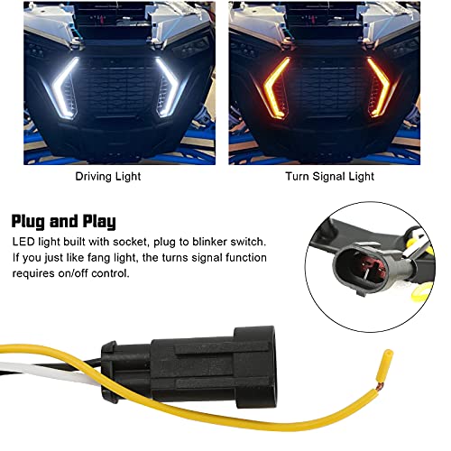SUNPIE RZR Fang Lights Compatible with Polaris RZR 1000,XP 1000, XP 4 1000,XP Turbo,XP 4 Turbo 2025 2024 2023 2022 2021 2020 2019, Replace#288487, with White and Amber Turn Signal LED Light - Image 4