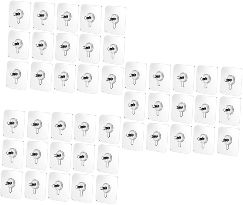 60 Pcs Clear Adhesive Wall Hooks Strong Hold For Home Decoration No Drilling Required - Image 2