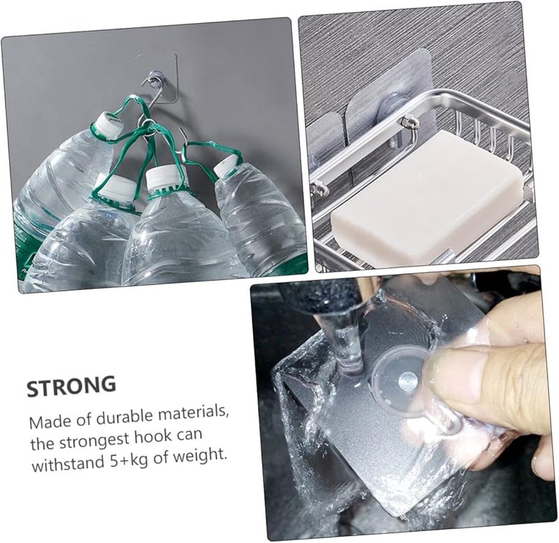 60 Pcs Clear Adhesive Wall Hooks Strong Hold For Home Decoration No Drilling Required - Image 5