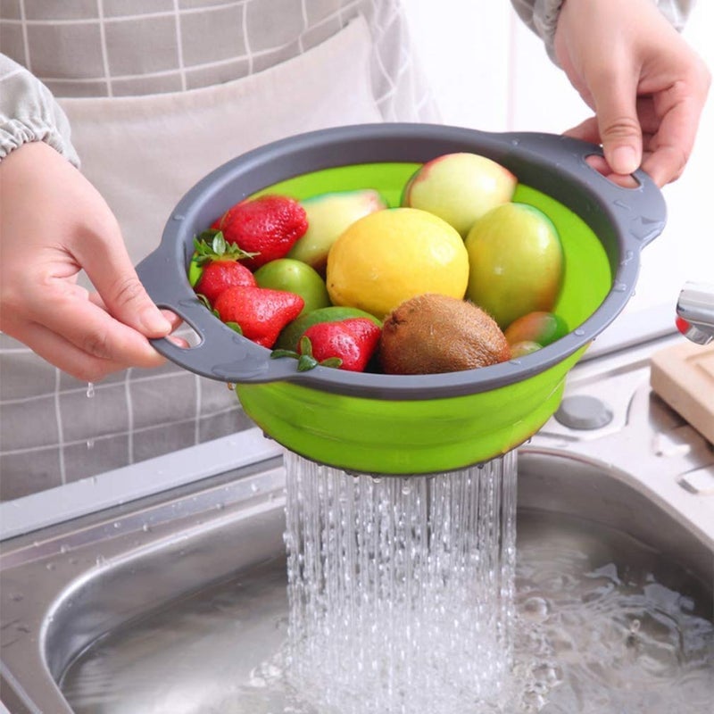 NIDY Collapsible Colander Kitchen Strainer Environmentally Friendly NonToxic Easy to Clean Silicone SpaceSaving Foldable Filter Colander Size 24 cm - Image 1