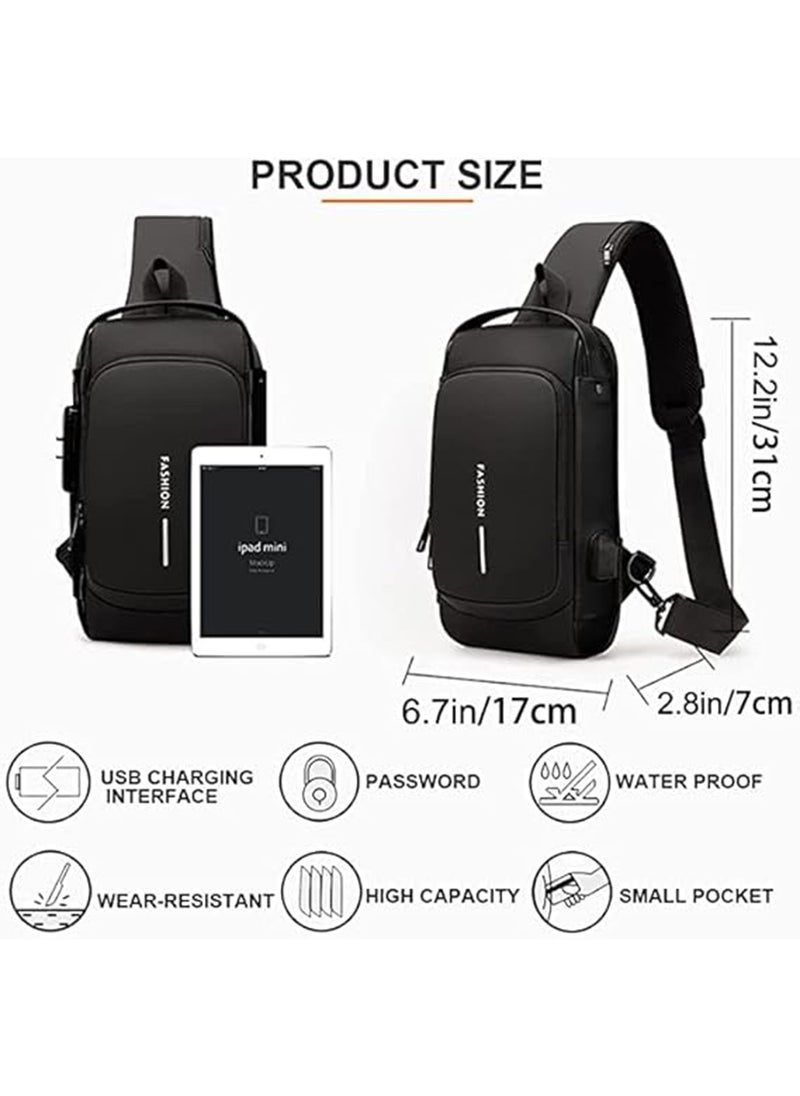 GT-Wheel AntiTheft Sling Crossbody Bag for Men & Women Waterproof Chest Shoulder Bag with USB Charging Port  - Image 2
