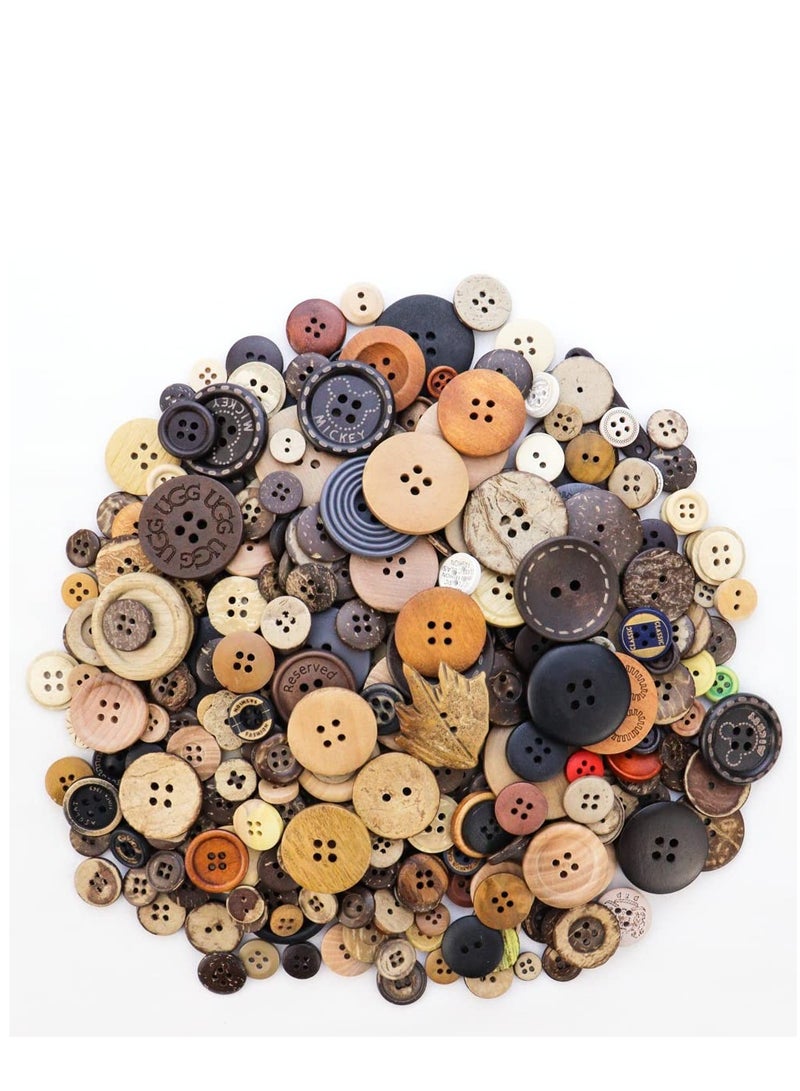 Excefore Assorted Sizes Wooden Buttons Mixed Colors Coconut Shell Wood Handmade Buttons Ornament Buttons for Sewing Decorations DIY Arts and Crafts Manual Button Painting（200g set) - Image 1