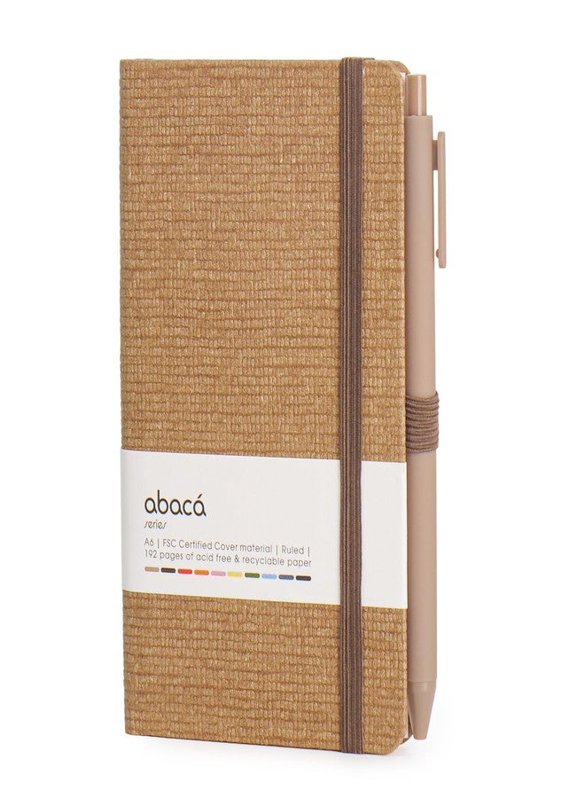 COMMA Abaca – A6 Size – Hard Bound Pocket Notebook with Pen & Elastic Band Closure – 192 Pages – 80gsm Natural Shade Paper – Textured Cover Material – Pack of 2 – (Chocolate + Walnut Brown) - Image 2