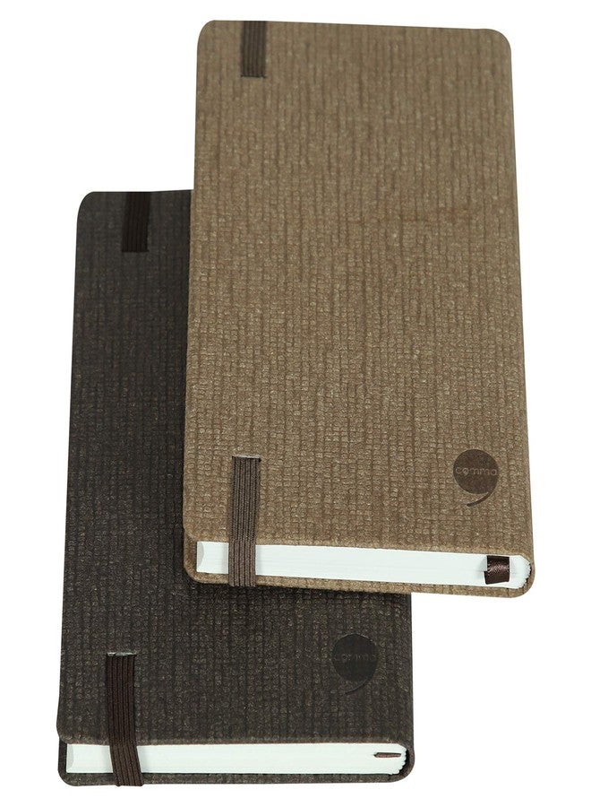 COMMA Abaca – A6 Size – Hard Bound Pocket Notebook with Pen & Elastic Band Closure – 192 Pages – 80gsm Natural Shade Paper – Textured Cover Material – Pack of 2 – (Chocolate + Walnut Brown) - Image 5