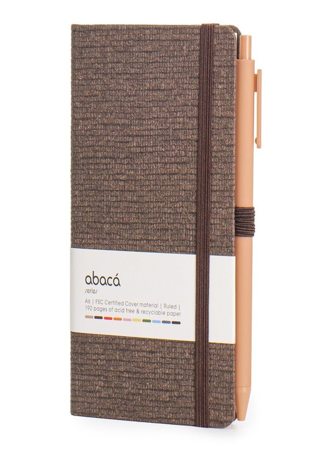 COMMA Abaca – A6 Size – Hard Bound Pocket Notebook with Pen & Elastic Band Closure – 192 Pages – 80gsm Natural Shade Paper – Textured Cover Material – Pack of 2 – (Chocolate + Walnut Brown) - Image 3
