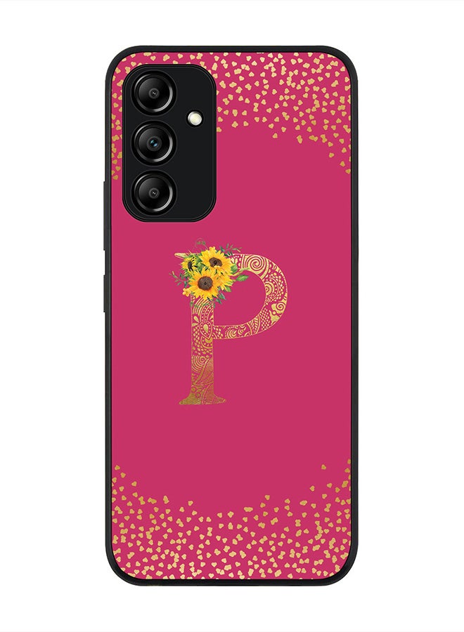Stylizedd Rugged Black edge case for Samsung Galaxy A54, Slim fit Thin Cover -  Custom Monogram Initial Letter Mandala Floral Pattern Alphabet- P  (Dark Pink Rose ) - Image 1