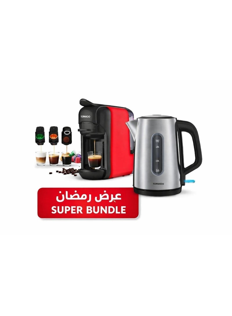 TORNADO 4 in 1 Multifunction Espresso Coffee Automatic Machine with 1.7L Stainless Steel Kettle - Image 2