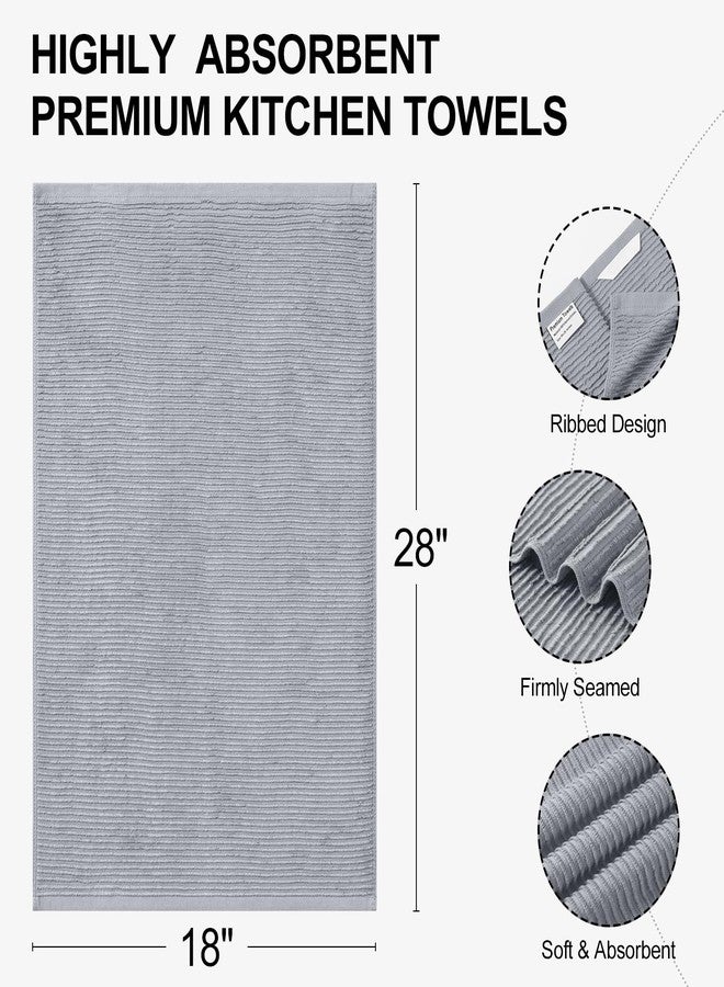 Homaxy Premium Kitchen Towels (18"x 28", 6 Pack), Large 100% Cotton Kitchen Hand Towels, Ultra Absorbent Ribbed Terry Tea Towels Set with Hanging Loop, Grey - Image 2