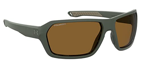 UNDER ARMOUR نظارات شمسية UA Recon مربعة، إطار أخضر باروك مع عدسات بني HC قطبية (1374558) - Image 2