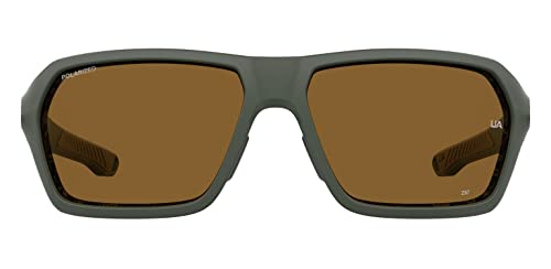 UNDER ARMOUR نظارات شمسية UA Recon مربعة، إطار أخضر باروك مع عدسات بني HC قطبية (1374558) - Image 3