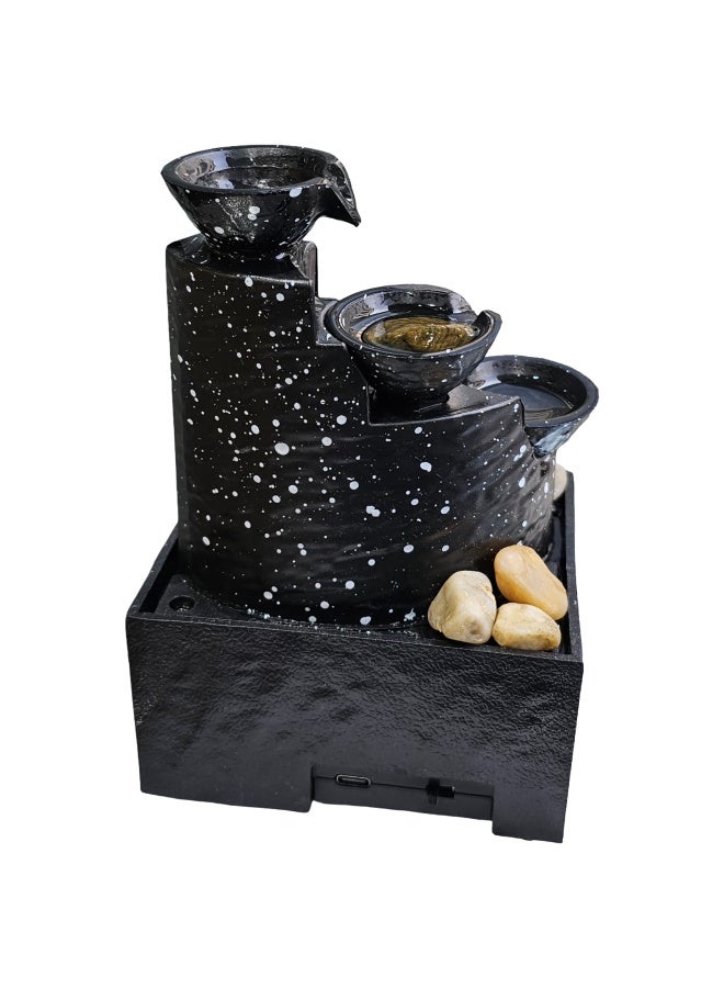 A tabletop fountain and waterfall with LED lighting and natural river stones. Battery operated. - Image 3