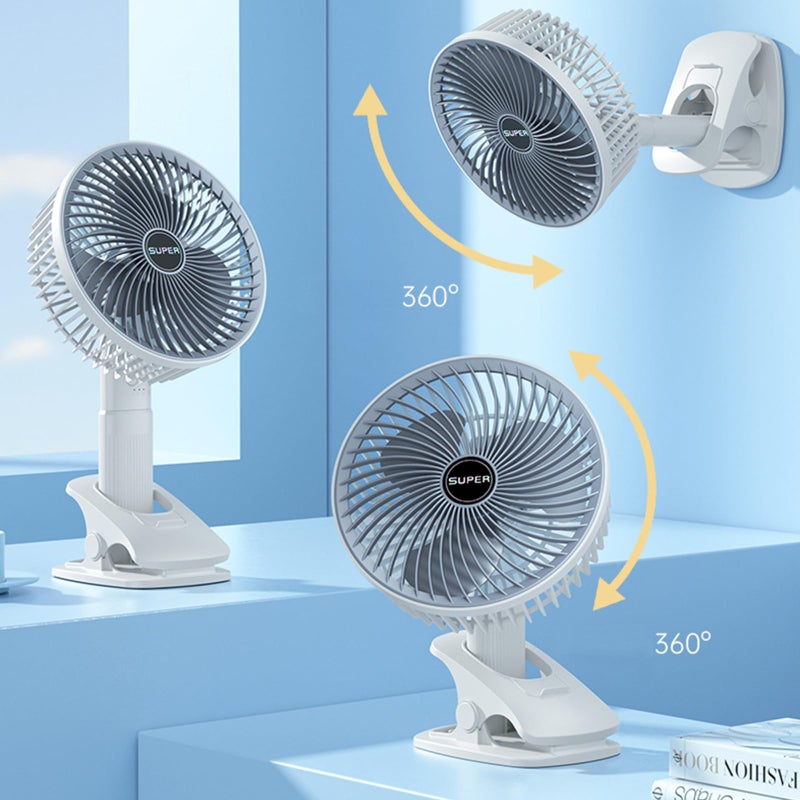 Ehome Rechargeable Clip Fan 360°Rotation Handheld Desk Cooling Fan 3 Speed Table Fan for Stroller Home Office Camping - Image 3