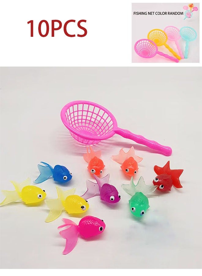 جيوستوس 10 مساءً ألعاب حمام الطفل ، ألعاب بركة السمك على صافي ملعقة ، محاكاة الذهب الذهب الناعم 6 سم عائم ناعم - Image 1