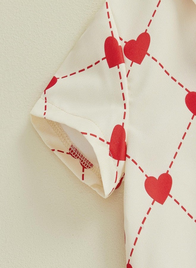 Thorn Tree Toddler Boy Valentines Day Outfit Bow Tie Short Sleeve Shirt Baby Shorts Gentleman Suit Valentines Clothes, Beige Red, 3-4 years - Image 5