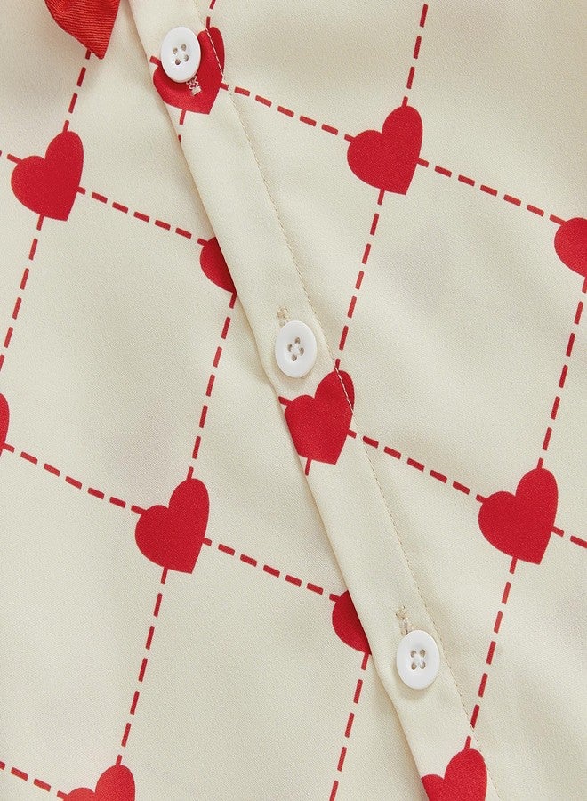 Thorn Tree Toddler Boy Valentines Day Outfit Bow Tie Short Sleeve Shirt Baby Shorts Gentleman Suit Valentines Clothes, Beige Red, 3-4 years - Image 4