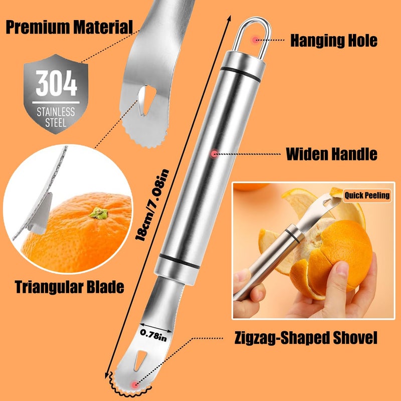 GZMAISULEE Stainless Steel Orange Peeler Easy and Quick Peeling Long Handle Orange Citrus Peeler Tool Triangle Shovel and Serrated Shovel Orange Peeler Creative Kitchen Gadgets - Image 2