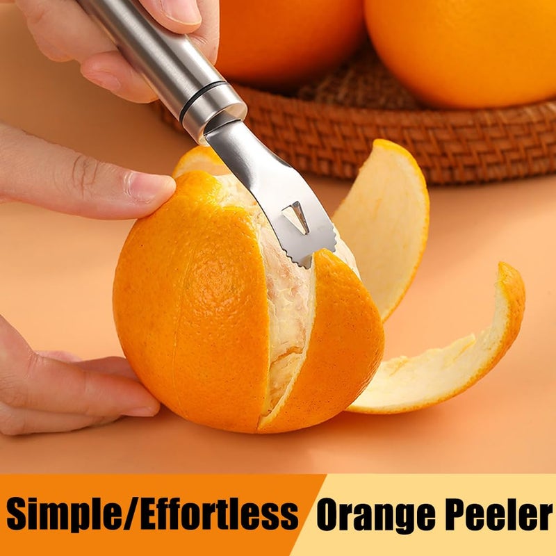GZMAISULEE Stainless Steel Orange Peeler Easy and Quick Peeling Long Handle Orange Citrus Peeler Tool Triangle Shovel and Serrated Shovel Orange Peeler Creative Kitchen Gadgets - Image 3