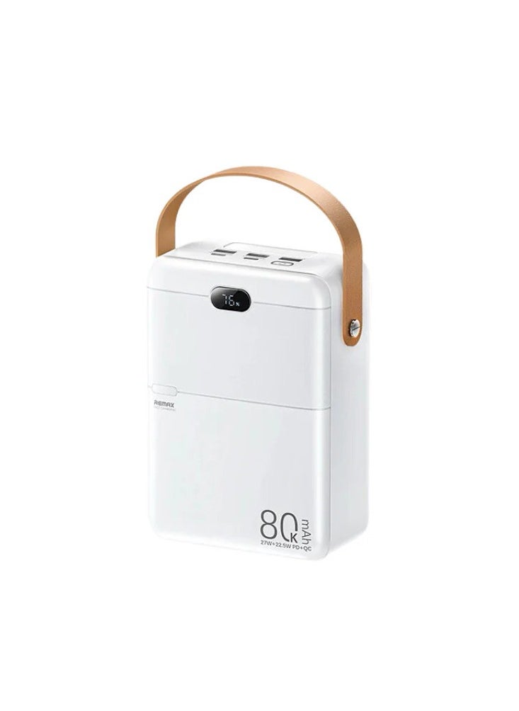 REMAX 80000mAh Power Bank, 27W PD + 22.5W Super Fast Charging, 4-Device Charging, LED Digital Display, Portable with Handle, Outdoor Power Station  - Image 1