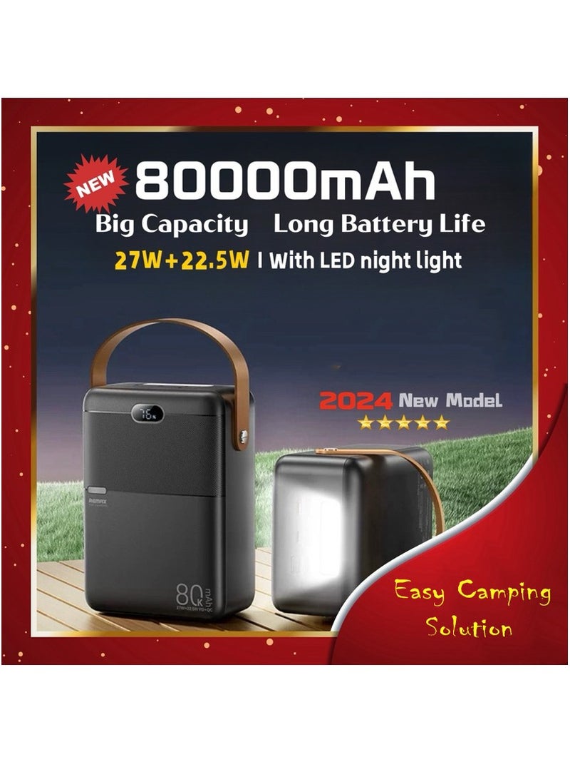 REMAX 80000mAh Power Bank, 27W PD + 22.5W Super Fast Charging, 4-Device Charging, LED Digital Display, Portable with Handle, Outdoor Power Station  - Image 4