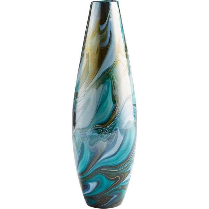 MEDIUM CHALCEDONY VASE VASES PLANTERS BLUE