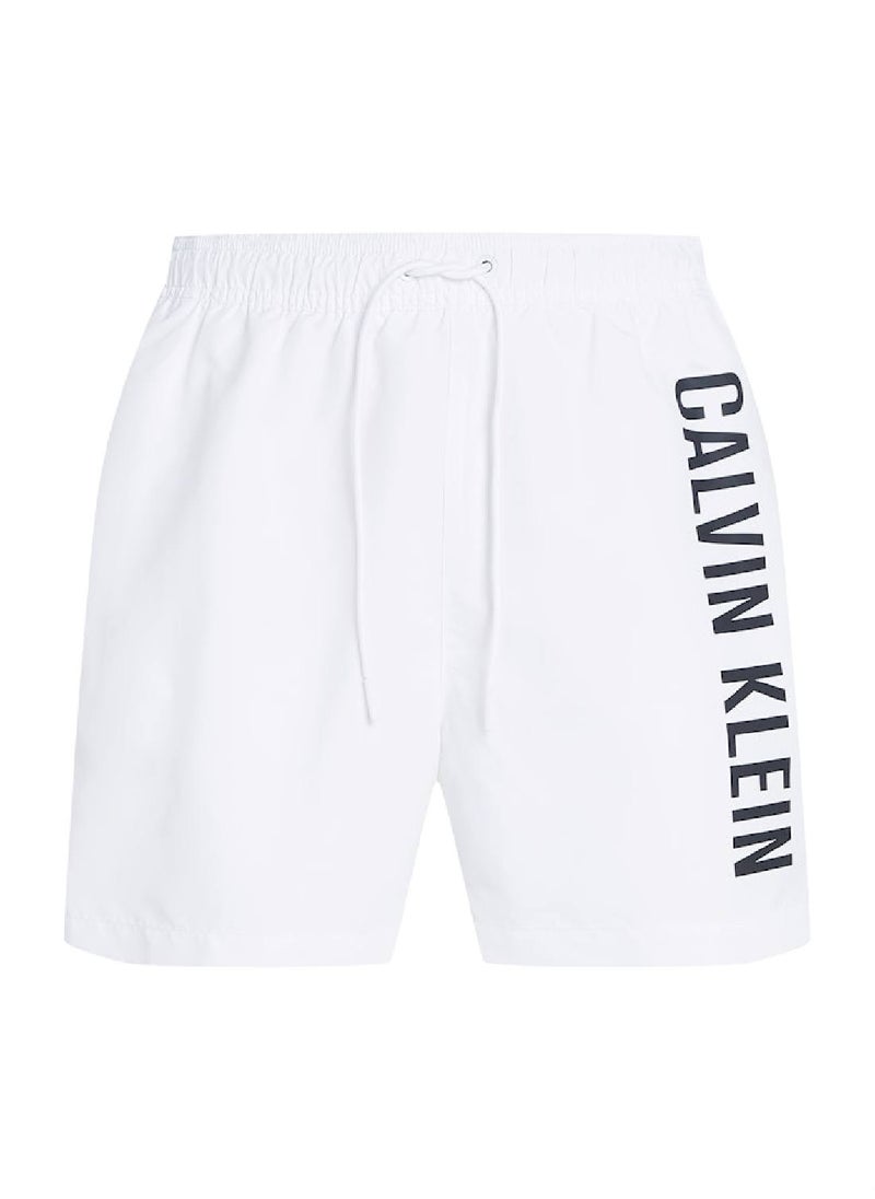 Calvin Klein Jeans - Men's Medium Drawstring Swim Shorts - Intense Power - Polyester, White - Image 1
