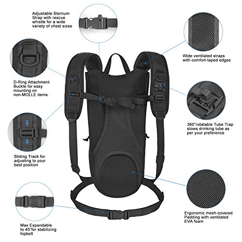 Unigear Tactical Hydration Packs Backpack 1050D with 2.5L Water Bladder, Thermal Insulation Pack Keeps Liquid Cool up to 4 Hours for Hiking, Cycling, Hunting and Climbing (Black) - Image 3
