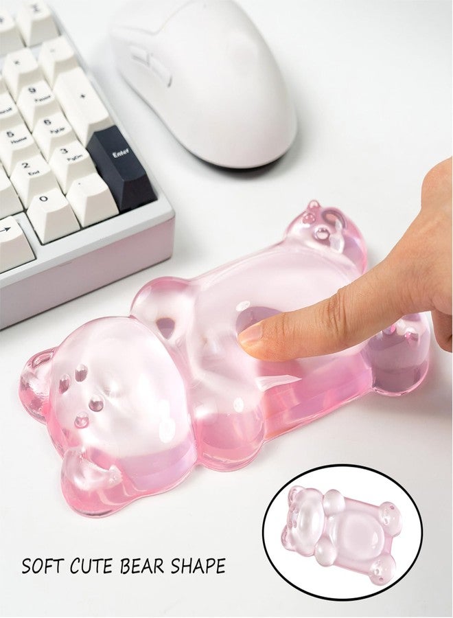 Sumgsn Ergonomic Silicone Gel Mouse Wrist Rest -Pink Clear Cute Bear Mouse Wrist Rest, Comfort & Support for Typing and Gaming - Image 2