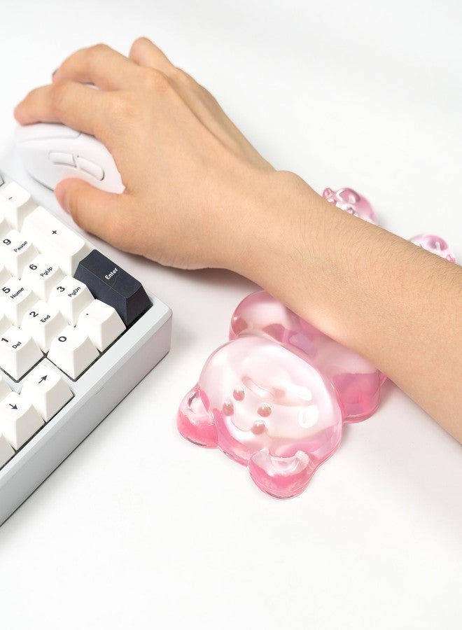 Sumgsn Ergonomic Silicone Gel Mouse Wrist Rest -Pink Clear Cute Bear Mouse Wrist Rest, Comfort & Support for Typing and Gaming - Image 3