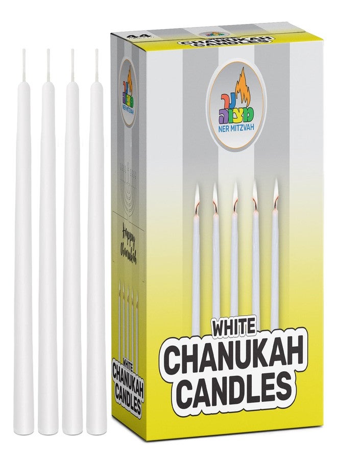 Ner Mitzvah White Chanukah Candles - Standard Size Fits Most Menorahs - Premium Quality Wax - 44 Count for All 8 Nights of Hanukkah. - Image 1