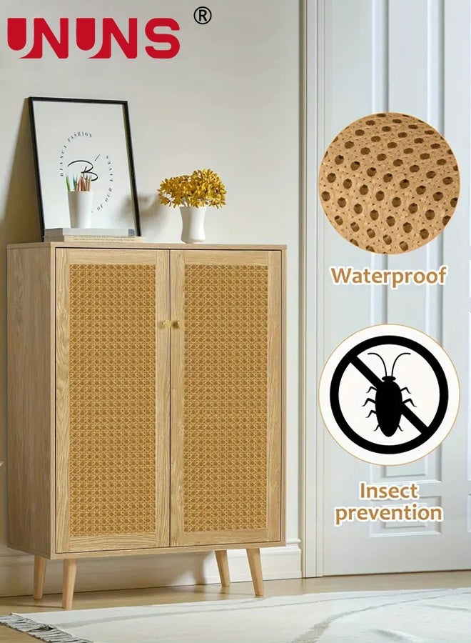 UNUNS Fake Rattan Webbing 45cmx1m,Woven Open Rattan Mesh PE Caning Sheet for DIY Projects,Synthetic Hexagon Rattan Material for Furniture Chair Cabinet Ceiling Bed Door, Wood Color - Image 3