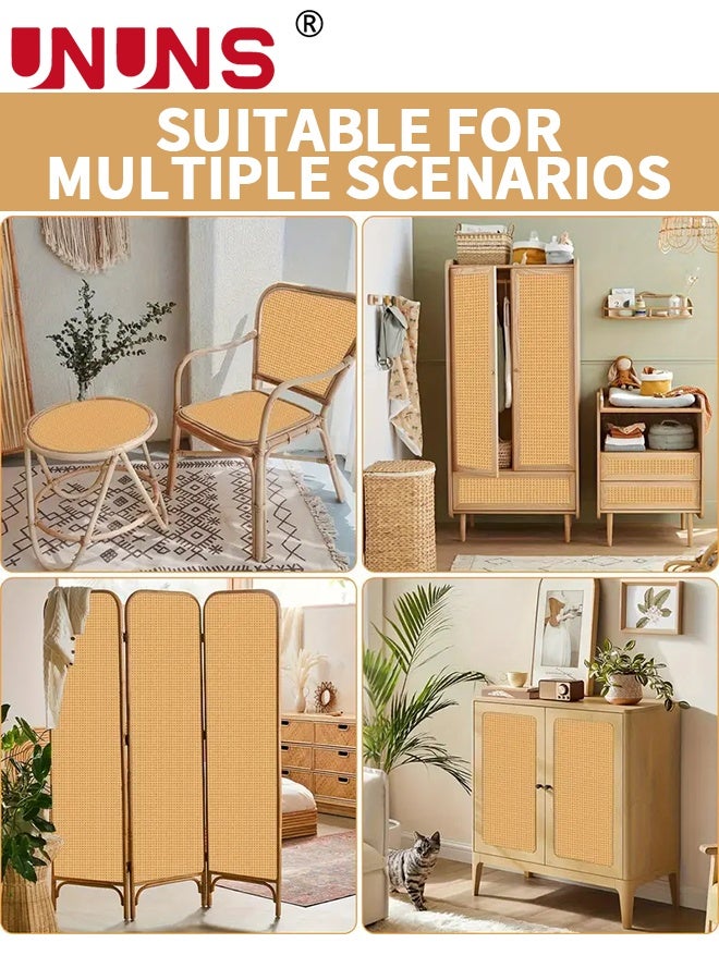 UNUNS Fake Rattan Webbing 45cmx1m,Woven Open Rattan Mesh PE Caning Sheet for DIY Projects,Synthetic Hexagon Rattan Material for Furniture Chair Cabinet Ceiling Bed Door, Wood Color - Image 5